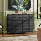 Wide Dresser For Bedroom  8 Drawer Chest Of Drawers  Black Wood Grain