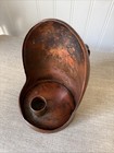 Antique Solid Copper Chamber Stick  Candle Holder Hooded W handle Primitive