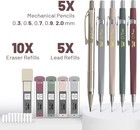 Complete Mechanical Pencil Set - 5 Sizes 0 3 To 2 0 Mm For Precision Drawing