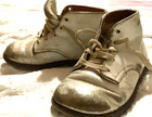 Vintage Baby Shoes Stride Rite White Leather High Tops Hard Sole