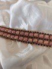 Vintage Monet Pink Opal   Garnet Wide Statement Bracelet 