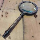Nautical Antique Brass Magnifying Glass Vintage Magnifier Handle Table Top Item