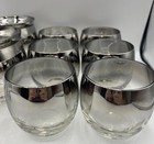 Vintage Mcm Silver Fade Seafood fruit Cocktail   Roly Poly Lowball Rocks Glasses