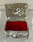 Vintage Trinket Box Silver Toned Japan Footed Jewelry Vanity Art Noveau