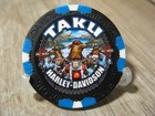 Taku Harley Davidson Emblem Poker Chip - Juneau  Alaska - Black Blue White