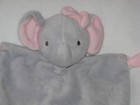 Dan Dee Elephant Security Blanket Baby Lovey Plush Rattle Knots Gray Pink Bow