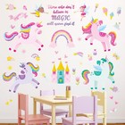 Decowall Ds9-2119 Colorful Unicorn Wall Stickers Fairy Rainbow Kids Quote Dec   