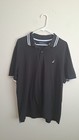 Nautica Men s Xl Black Solid Short Sleeve Collared Polo Shirt Logo