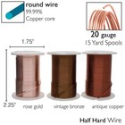 Wire Elements Vintage Bronze  Rose Gold  Antique Copper 20 Gauge Craft Wire