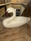 Vintage Hand Carved   Painted Solid Wood Swan Decoy American Folk Art