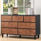 Tall 7 Drawer Dresser Chest Natural Oak Storage Cabinet For Bedroom  Hallway