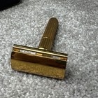 Vintage 1940s Gillette Gold Fat Handle Tech Safety Razor With Case And Blades