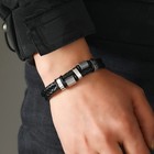 Men s Stainless Steel Leather Braided Bracelet Magnetic Clasp Bangle Wristband