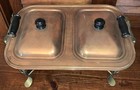Vintage Copper Double Chafing Dish Server W  Brass Stand Free Shipping 