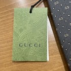 Gucci Men s Navy   Gold Woven Silk Gg Logo Polka Dot Standard Tie