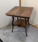 Antique Victorian Quartersawn Tiger Oak Wood 2-tier Square Parlor Table E63