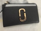 Marc Jacobs The J Marc Top Zip Black Leather Wallet Card Holder Nwt  128