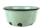 Vintage Antique Mint Green Enamelware Farmhouse Bowl 8 75 X 4  Black Trim