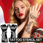 Large Henna Tattoo Stencil Kit-10 Sheets  Reusable Adhesive Templates For Women 