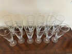 Set Of 12 Vintage Etched Glass Pedestal Pilsner Beer Glasses 8 1 2  Tall