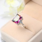 16 5 Cts Huge Rectangle Rainbow Mystic Fire Topaz Gemstone Silver Ring Sz 6-10