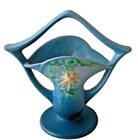 Vintage Roseville Pottery Blue Columbine Basket   365-7 Usa 1941