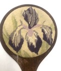 Vintage 1960 s Wood Hand Held Vanity Mirror W  Textured Flower Image  Read