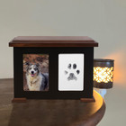 X Large Dog Urn For Ashes   Paw Print Kit solid Wood up To 150 Lbs