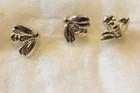Lot Of 3 Vintage Estate Bee Badge Lapel Pins Silver Tone Clutch Brooch Jewelry
