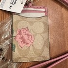 Nwt Coach 2986 Signature Canvas With Prairie Rose Print Lanyard Id Badge Holder