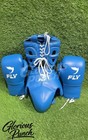Fly Superlace X Boxing Set Of Headgear Gloves   Groin Guard - Blue