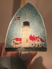 Pampeana Handcrafted Glass Nightlight     Lighthouse Scene With House   Flag