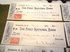 1899 Bank Check Lot Of 10 First National Bank Of Concord Suncook Nh 2c Doc Stamp