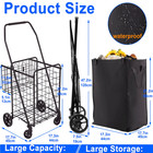 Folding Shopping Cart  Utility Trolley W removable Basket  Swivel Wheels  Black