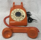 Vintage 1960s Western Electric C d 500 Orange Rotary Dial Desk Top Telephone