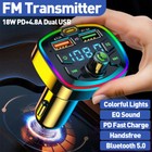Wireless Bluetooth 5 0 Car Hands-free Fm Transmitter Adapter 2usb Pd Charger Aux