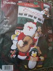 Christmas Bucilla Stocking Felt Applique Kit rock Roll Santa guitar music 84587