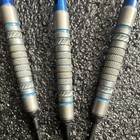 Set Of 3 Steel Tip Darts  Blue Shafts  Black silver blue Swirl Flights