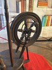 Rare Minature Sample Spinning Wheel  Wooden 15 5 In  Tall Crank Moving Parts