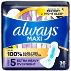 Always Maxi Pads With Wings  Size 5  Extra Heavy Overnight  36 Count