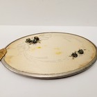 Antique Floral Back Brass Handle Hand Held Mirror
