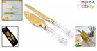 Timeless Cake Server Set - Gold Stainless Steel Knife   Crystal Handle Gift Idea