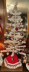 Original 3    Antique White Goose Feather Christmas Tree 41 Glass Ornaments Vin