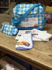 Nos Vintage 1990s Winnie The Pooh 4 Piece Diaper Bag Set Blue Check Gingham