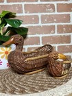 Vintage Adorable Wicker Duck Storage Decorative Basket Set 2 Cottage Country