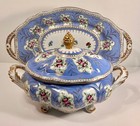 Antique Richard Klemm Dresden Floral   Lavender Lidded Tureen And Underplatter