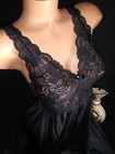 Vtg Shadow Line Silky Black Butter Soft Peignoir Nightgown Negligee Gown