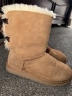 Ugg Bailey Bow Brown Suede Sheepskin Lined Mid-calf Boots Women s Us 9
