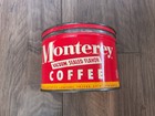 Red-and-yellow Monterey Coffee Vacuum-sealed Metal Tin Rare  hard To Find  old