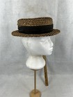 Antique Hat Straw Boater Sz 7 Women s Edwardian Victorian Late 19thc 1880-1900